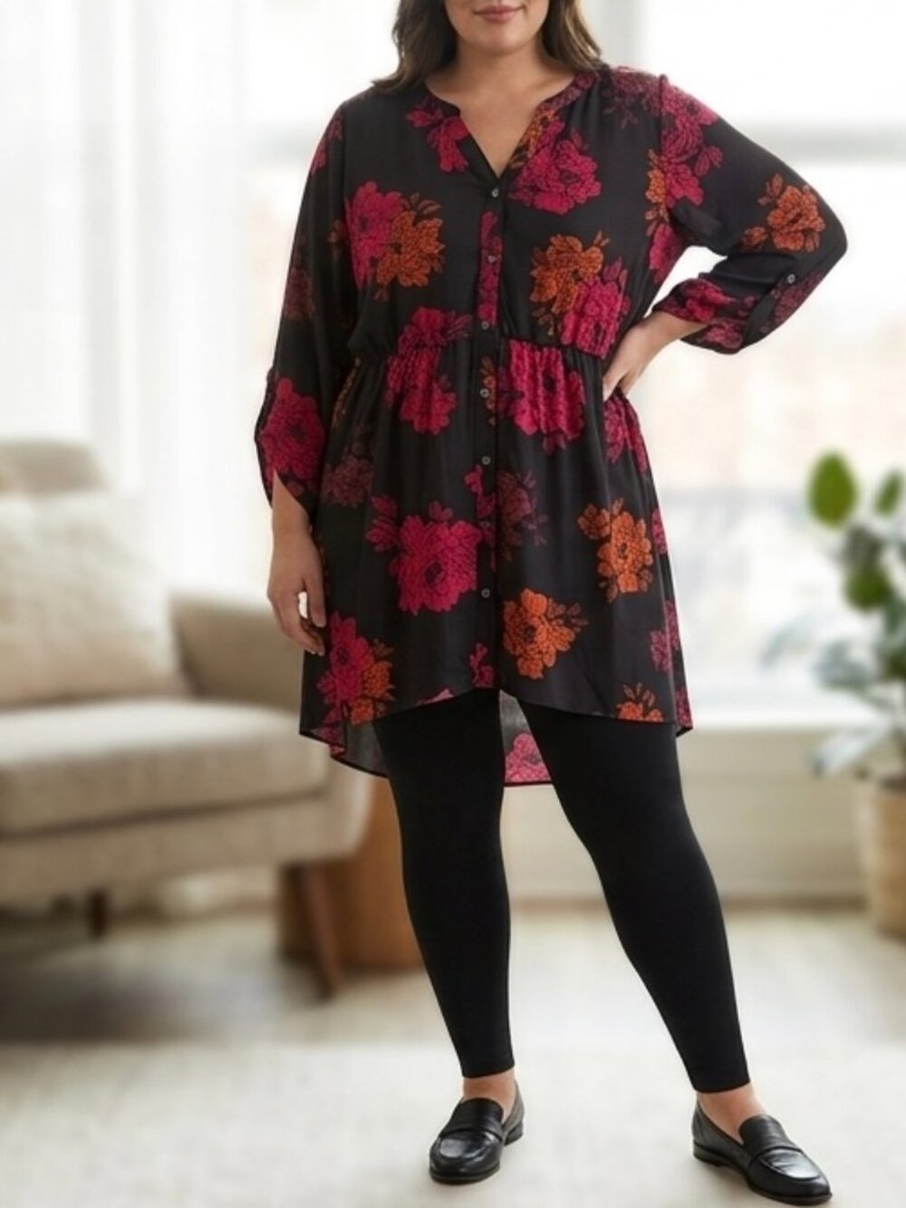 NWT Avenue Plus Size 4X Harley Mews Tunic/Dress High Low Hem BohoChic